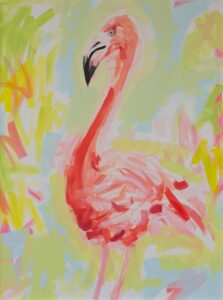 Mr. Flamingo Isaac White oil on canvas, 48 x 36 x 2.50 in Framed: 49 x 37 x 2.50 in